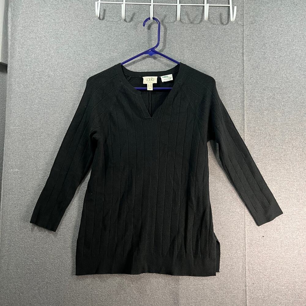 LOGO by Lori Goldstein Rayon Women Sweater Black Size XX-Small